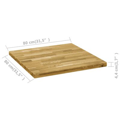 vidaXL Površina za mizo trden hrastov les kvadratna 44 mm 80x80 cm