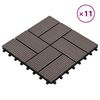 vidaXL Tla za teraso 11 pcs Temno rjava 30 x 30 cm WPC