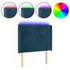 vidaXL LED posteljno vzglavje temno modro 103x16x118/128 cm žamet