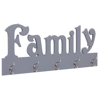 vidaXL Stenski obešalnik za plašče FAMILY siv 74x29,5 cm