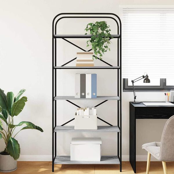 vidaXL Knjižna polica Siva Sonoma 80 x 30 x 183 cm Konstruiran les