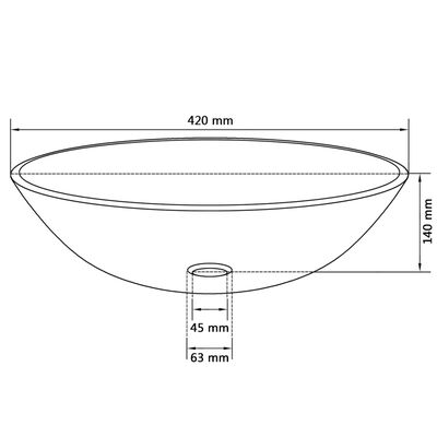 vidaXL Umivalnik iz Kaljenega Stekla 42 cm Motno Steklo