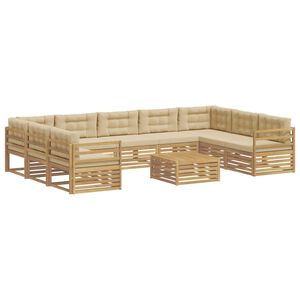 vidaXL Zunanja garnitura za sedenje 10 kos Bela in bež Poliester