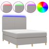 vidaXL Box spring postelja z vzmetnico LED sv. siva 140x200 cm blago
