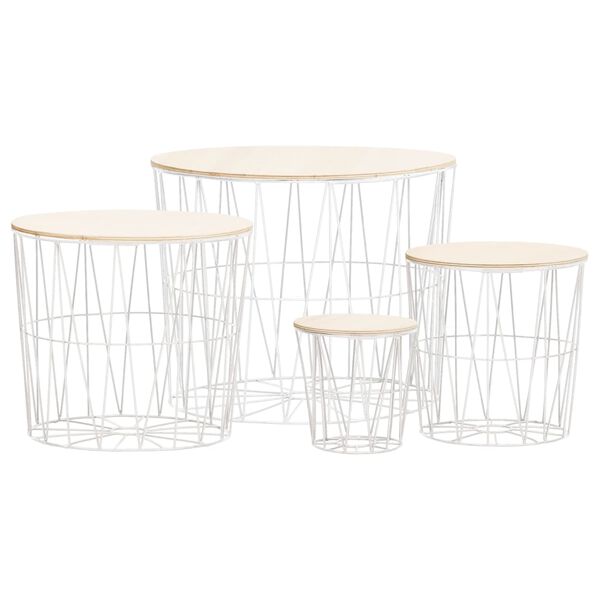 vidaXL Klubske mizice 4 kosi bele