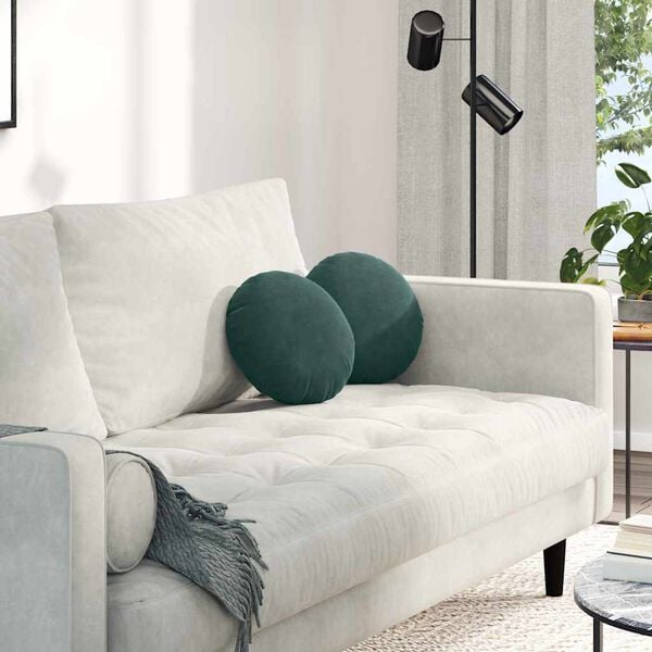 vidaXL Sedežne blazine 2 pcs Temno zelena &Oslash; 40 x 13 cm Žamet