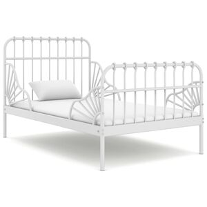 vidaXL Raztegljiv posteljni okvir bel kovinski 80x130/200 cm
