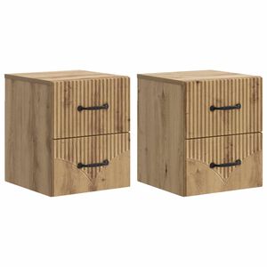 vidaXL Stenski nočni omarici 2 pcs Artisan hrast 34,5 x 33 x 40 cm