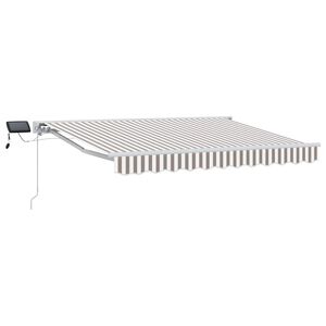 vidaXL Ročno senčilo s LED-ji Svetlo siva in bela. 4 &times; 3 m