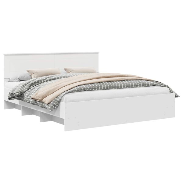 vidaXL Konstrukcija postelje Bela 200 x 200 cm Konstruiran les