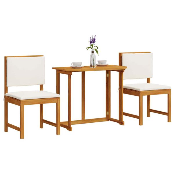 vidaXL Vrtnik Bistro Set 3 pcs Rjava Trden akacijev les
