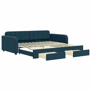 vidaXL Izvlečna dnevna postelja s predali modra 100x200 cm žamet