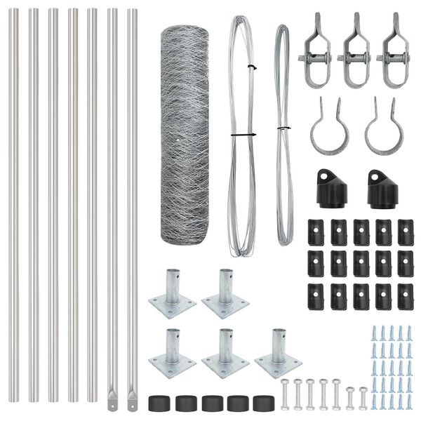 vidaXL Steber ograje. srebrna 10 x 0,6 m (50 mm mreža) Jeklo