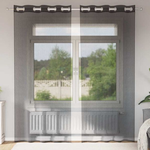 vidaXL Voile zavese z vponkami 2 kosa črna 140x245 cm