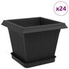 vidaXL Lončki za rastline 24 pcs Črna 20 x 20 x 16 cm Plastika