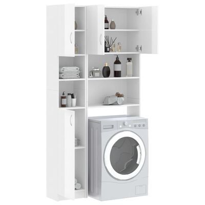 vidaXL Komplet omar za pralni stroj visok sijaj bele iverna plošča