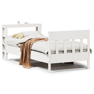 vidaXL Posteljni okvir brez vzmetnice bel 75x190 cm trdna borovina