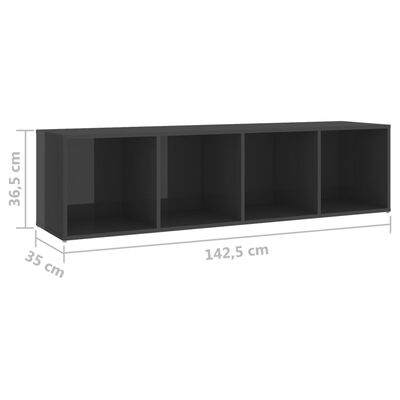 vidaXL TV omarice 2 kosa visok sijaj sive 142,5x35x36,5 cm iverna pl.