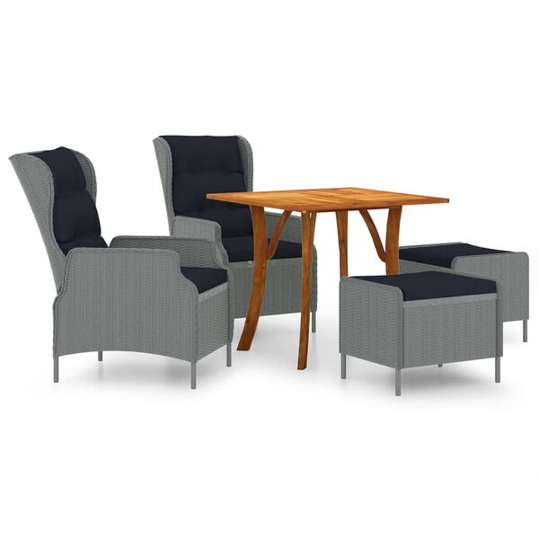 vidaXL Vrtna jedilna garnitura 5-delna svetlo siva