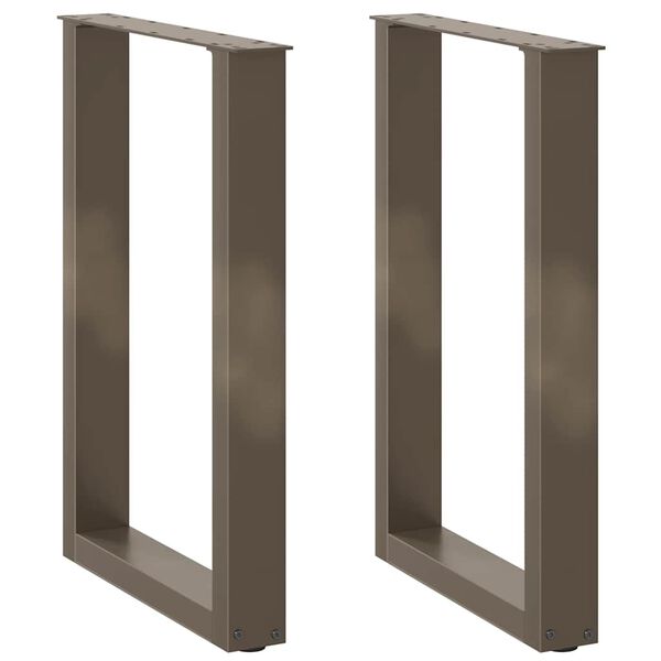 vidaXL Noge za jedilno mizo v obliki ?rke U, 2 kosa, naravno jeklo, 50 x (72-73) cm, jeklo