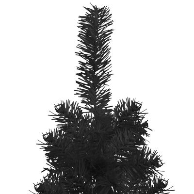 vidaXL Ozka umetna polovična novoletna jelka s stojalom črna 150 cm