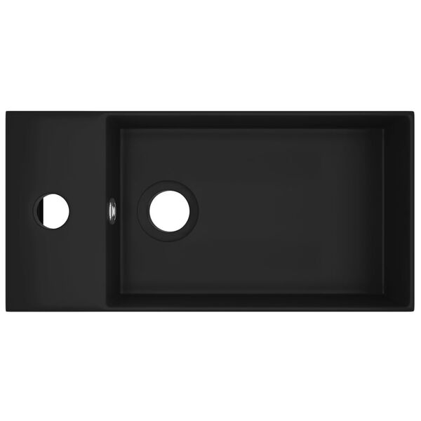 vidaXL Kopalni&scaron;ki umivalnik z luknjo keramičen mat črn