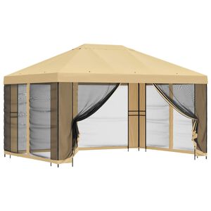 vidaXL Vrtni gazebo s stranskimi stenami 4 &times; 3 m Krem