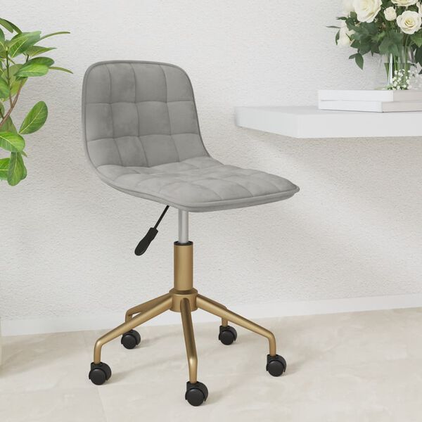 vidaXL Vrtljiv jedilni stol svetlo siv žamet