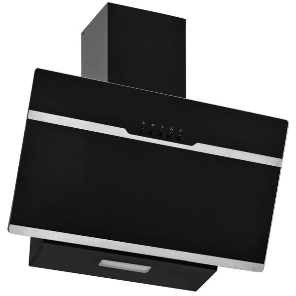 vidaXL Kuhinjska napa 60 cm nerjaveče jeklo in kaljeno steklo črna