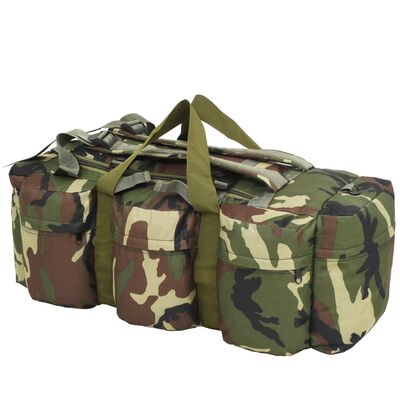 vidaXL Potovalna torba 3 v 1 vojaška 90 L kamuflažna