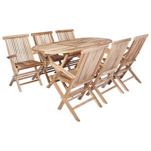 vidaXL Set vrtn furniture 7 kos Naravna Trden tikov les