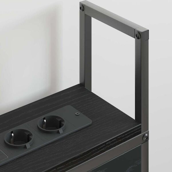 vidaXL Headboard za shranjevanje z postajo za polnjenje Črni hrast