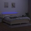 vidaXL Box spring postelja z vzmetnico LED krem 180x200 cm blago