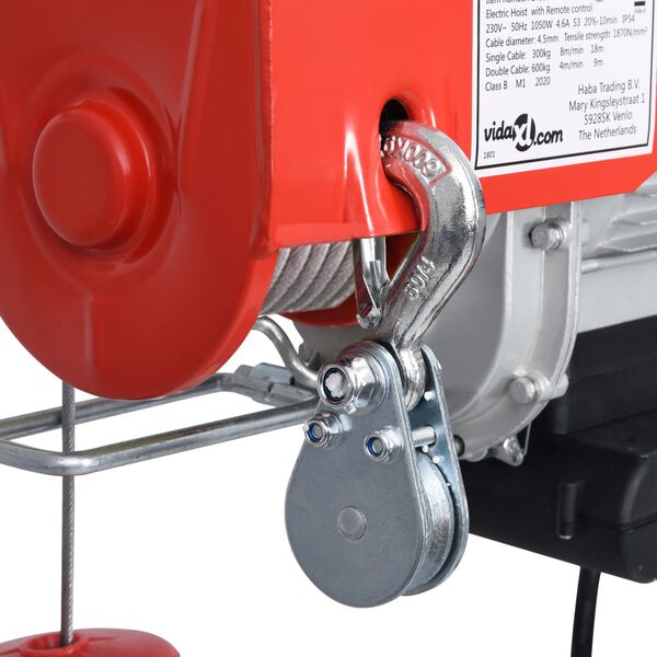 vidaXL Električno dvigalo z daljinskim upravljalnikom 1000W 300/600kg