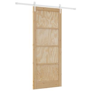 vidaXL Drsna vrata ORKDAL 86 x 211 cm Trdna borovina Naravna in bela
