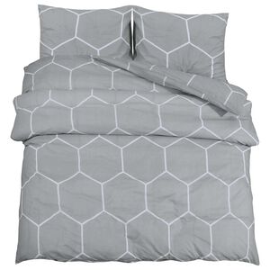 vidaXL Komplet prevleke za odejo siva in bela 200x200 cm bombaž