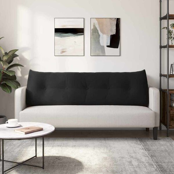 vidaXL Poglavni vzglavnik Črna 160 x 24 x 50 cm Žamet