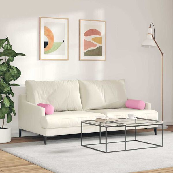 vidaXL Blazine 2 pcs Roza Ø 15 x 40 cm blago