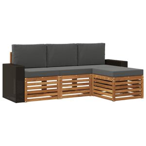 vidaXL Zunanja garnitura za sedenje 4 kos Naravna in antracitna