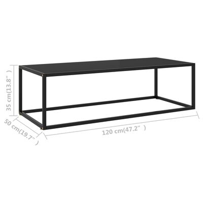 vidaXL Klubska mizica črna s črnim steklom 120x50x35 cm