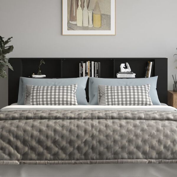 vidaXL Vzglavna omarica črna 220x18,5x104,5 cm