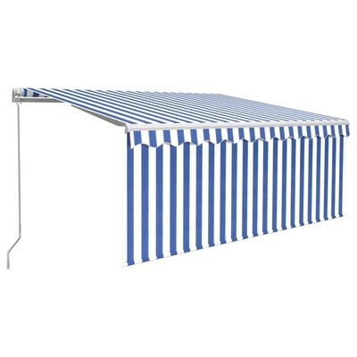 vidaXL Ročno zložljiva tenda s senčilom LED 3x2,5 m modra in bela