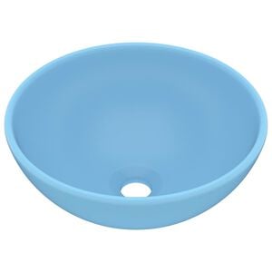 vidaXL Razko&scaron;en umivalnik okrogel mat svetlo moder 32,5x14cm keramičen