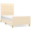 vidaXL Posteljni okvir brez vzmetnice krem 90x190 cm tkanina