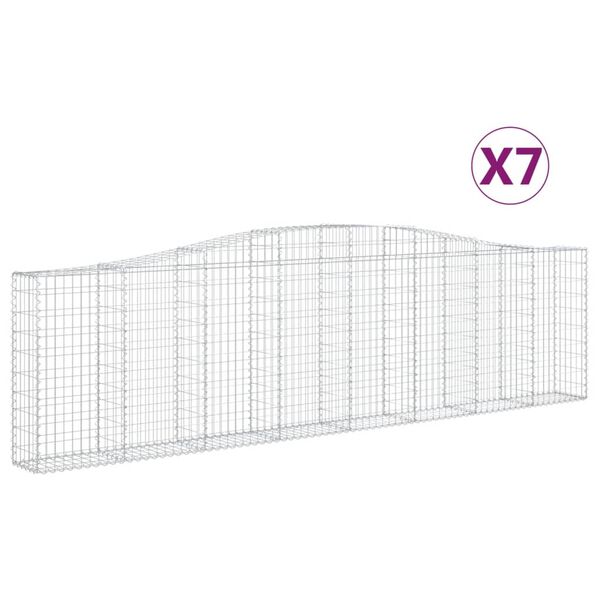 vidaXL Obokane gabion ko&scaron;are 7 kosi 400x30x100/120 cm pocinkano železo