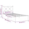 vidaXL Kovinski posteljni okvir z vzglavjem bel 90x200 cm