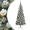 vidaXL Umetno Zložljivo Božično Drevo 300 LED Zelena in Bela 180 cm