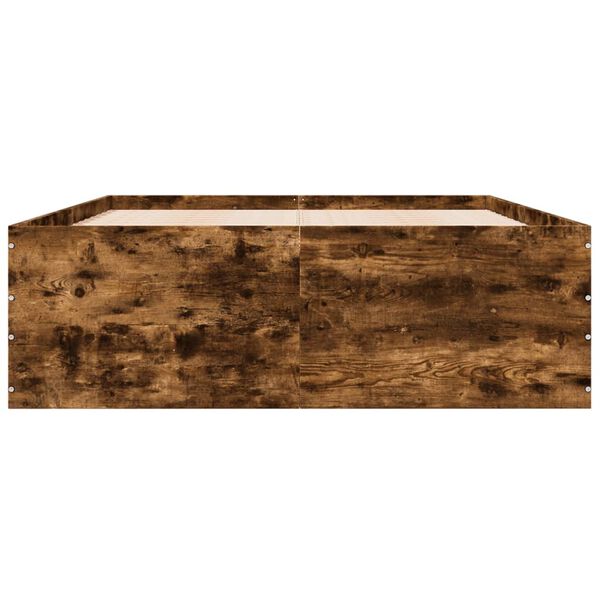 vidaXL Posteljni okvir dimljeni hrast 135x190 cm inženirski les