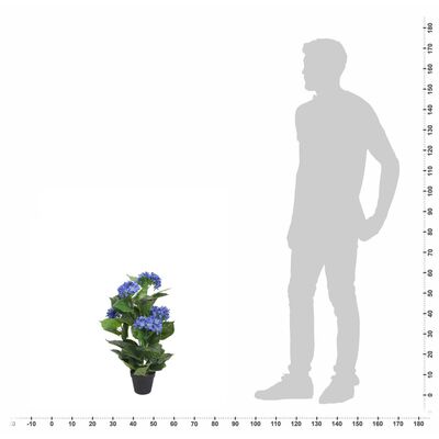 vidaXL Umetna rastlina hortenzija v loncu 60 cm modra