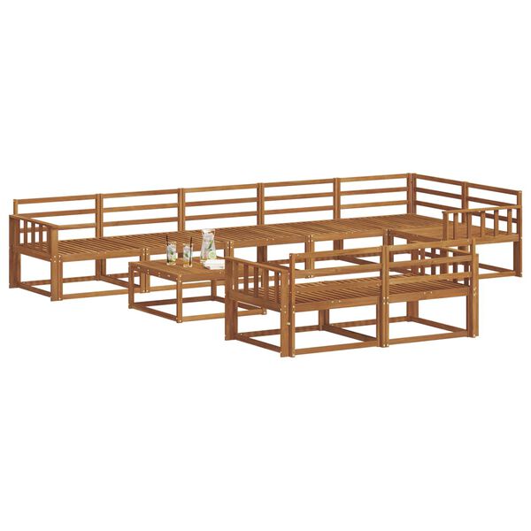 vidaXL Zunanja garnitura za sedenje 9 pcs Naravna Masiven les akacije
